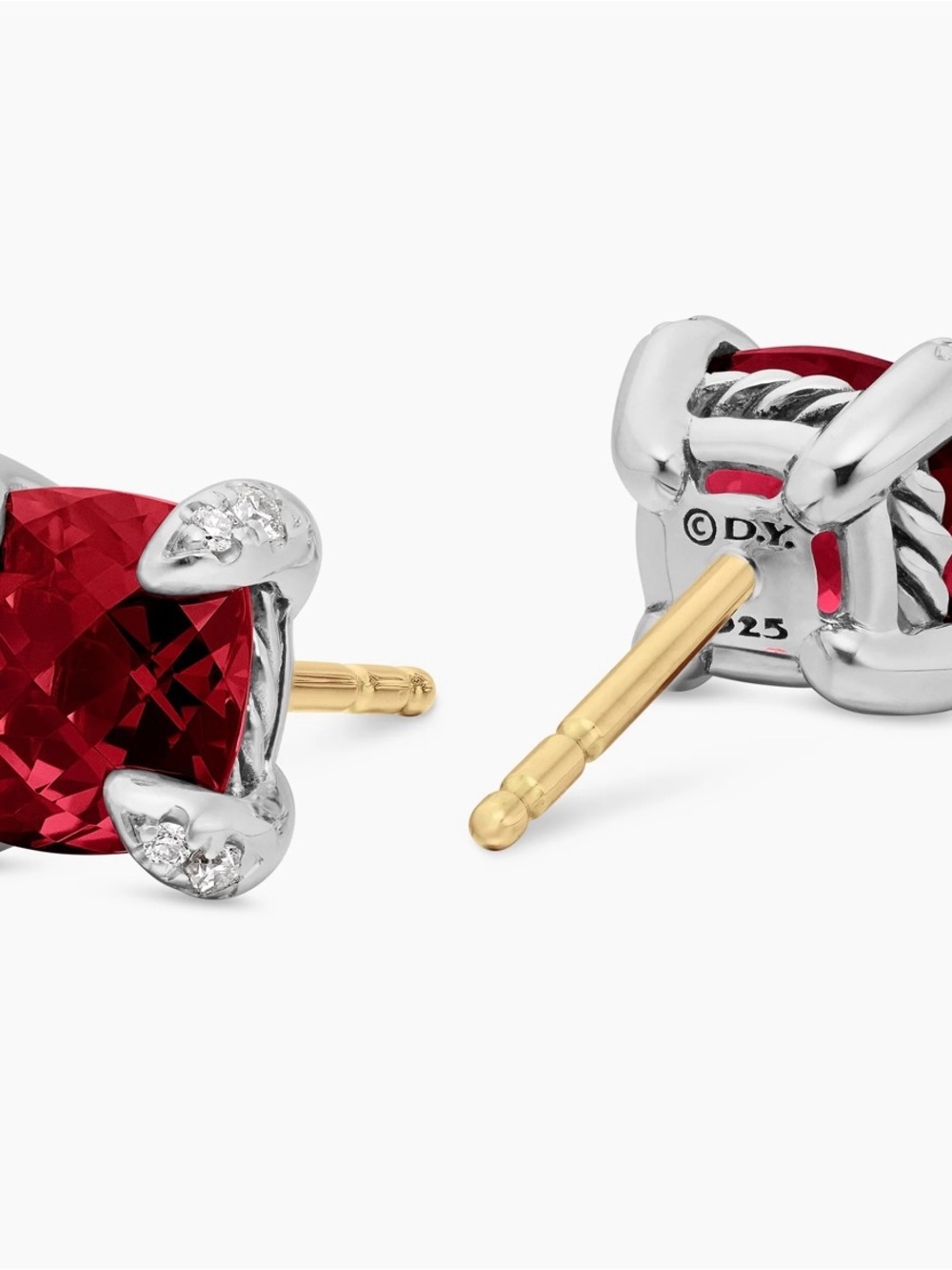 David Yurman Pinkish Red Petite Chatelaine Stud Earrings - Picture 3 of 4